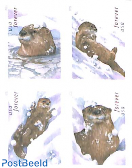 Otters in snow 2x4v, double sided