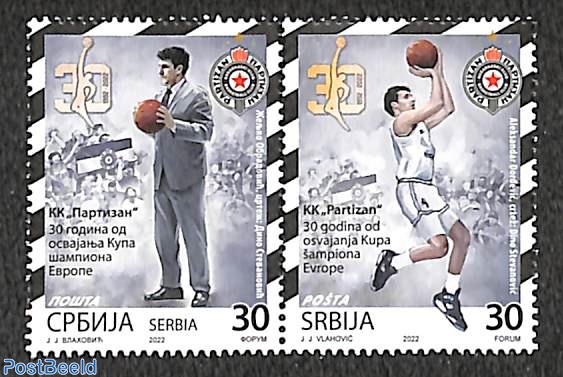 Stamp 2022, Serbia Basketball club Partizan 2v [:], 2022 - Collecting  Stamps  - The free online stampcatalogue with over   stamps listed.